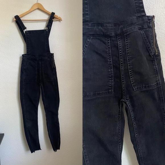 Madewell Black Skinny Overalls in Lunar Wash Size XXS - Picture 2 of 11